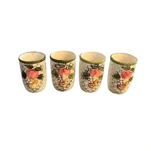 Vintage 1960s Chadwick Japan Basketweave Ceramic Fruit Juice Cups FOUR